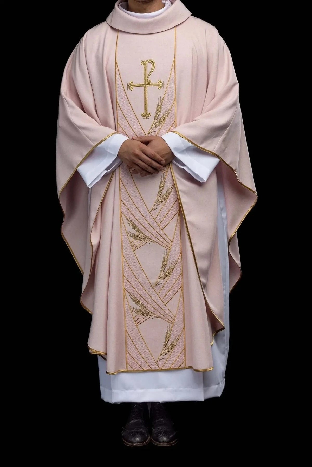 Pink Chasuble with Embroidered PAX Orphrey - detail 2
