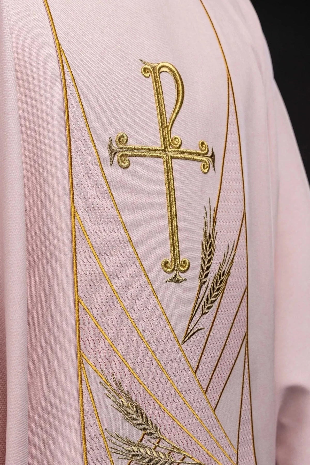 Pink Chasuble with Embroidered PAX Orphrey - detail 3