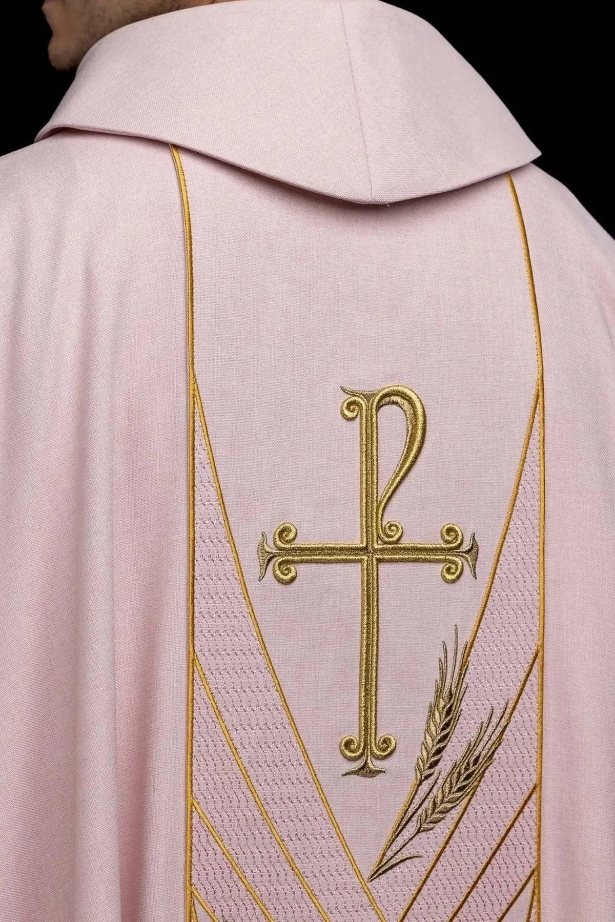 Pink Chasuble with Embroidered PAX Orphrey - detail 6