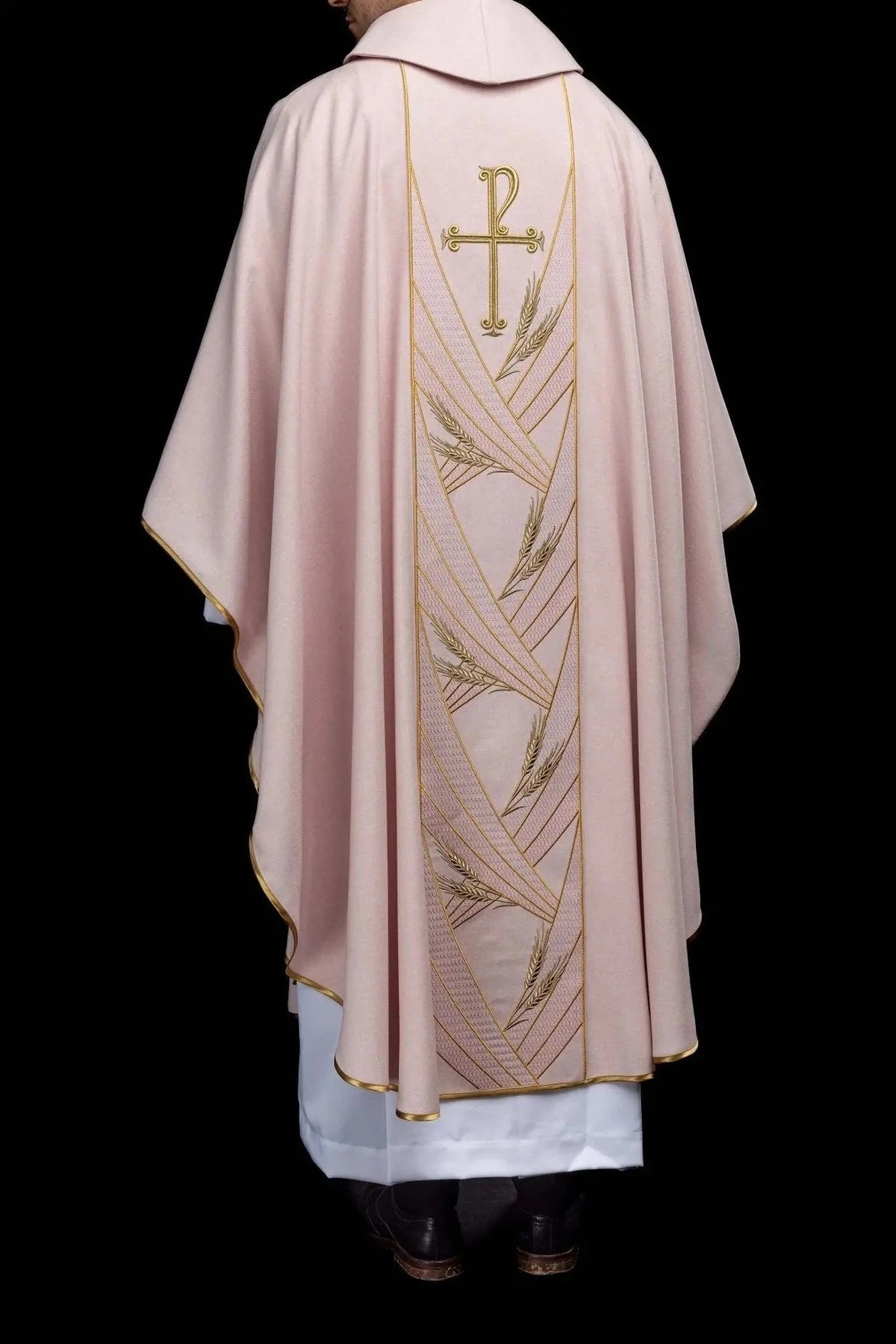 Pink Chasuble with Embroidered PAX Orphrey - detail 7