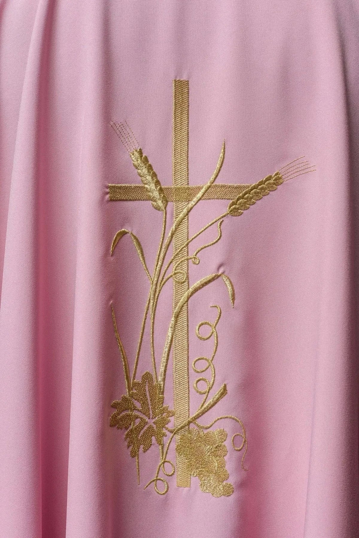 Pink Chasuble with Gold Cross Embroidery - detail 6