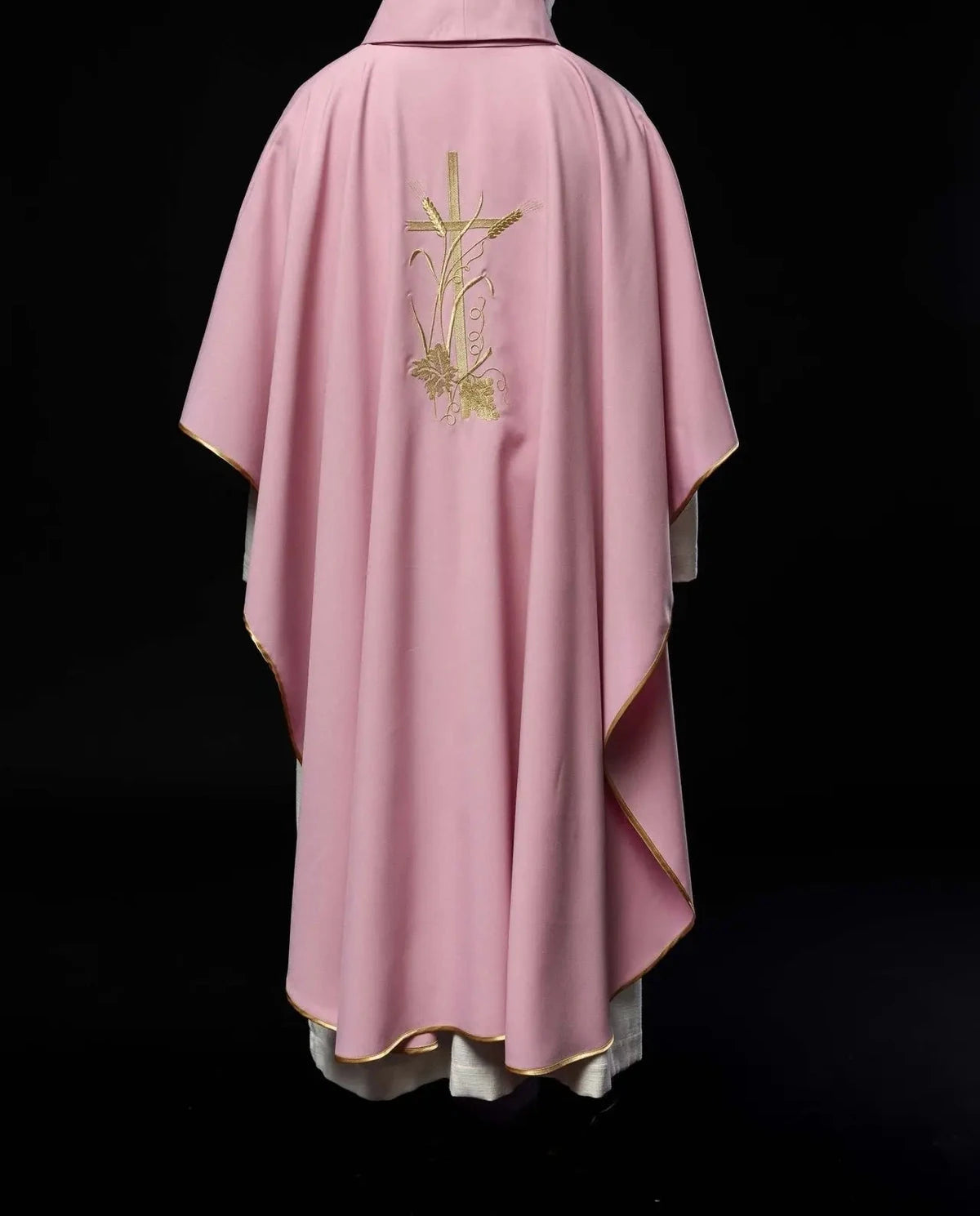 Pink Chasuble with Gold Cross Embroidery - detail 7