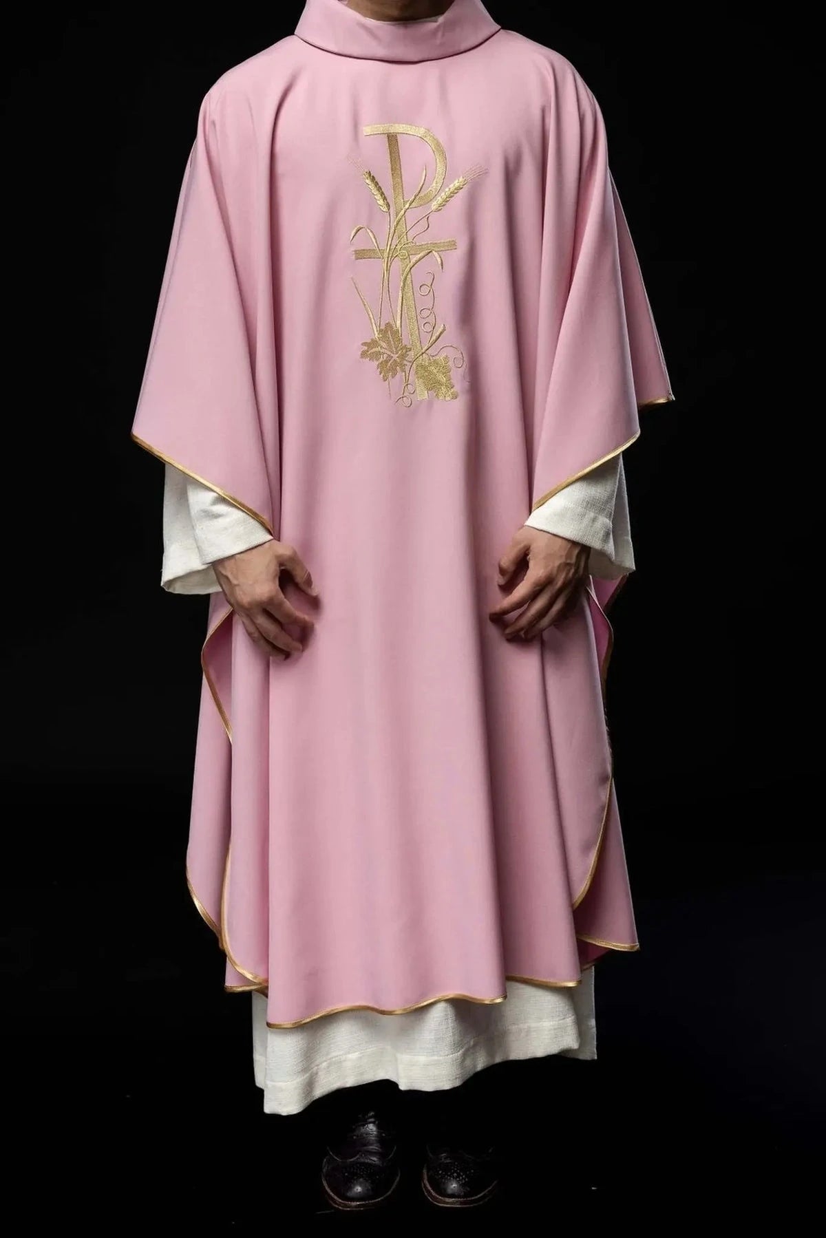 Pink Chasuble with Gold Cross Embroidery - detail 8
