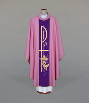 Lightweight Pink Chasuble with Woven Orphrey - Variant III - full view