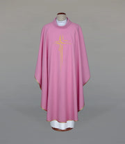 Pink Chasuble with Modern Embroidery - full view