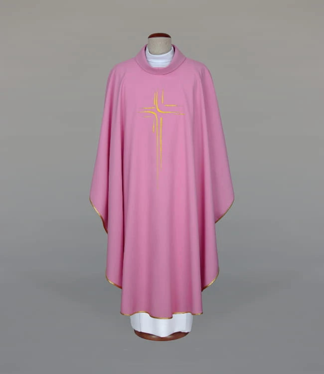 Pink Chasuble with Modern Embroidery - full view