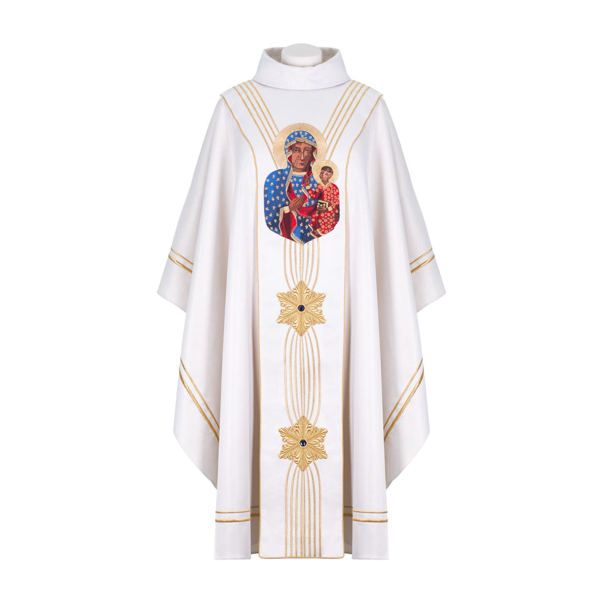 Weiße Kasel mit der Muttergottes von Tschenstochau